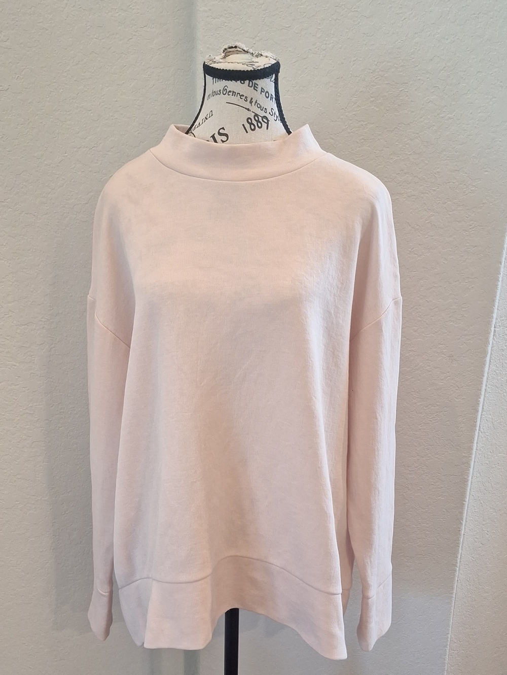 COS Mock Turtleneck Oversized Sweatshirt Shell Pink Medium